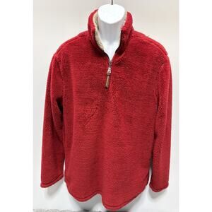 True Grit Pebble Pile Pullover Sherpa 1/4 Zip Pullover Red Size Medium